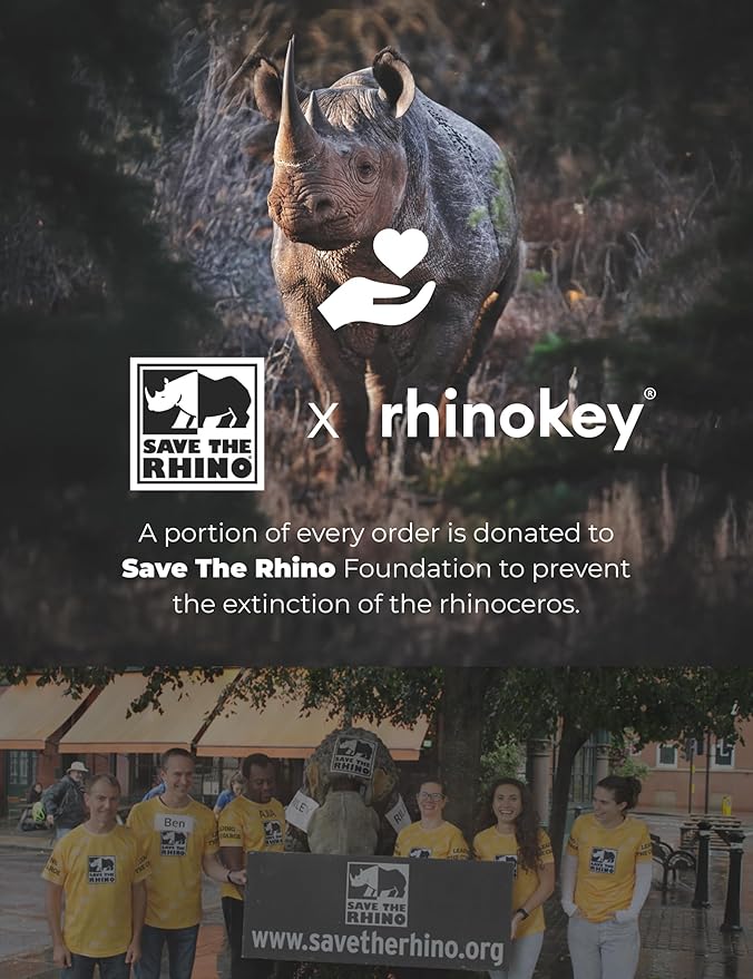 Rhinokey® Wallet Tracker Card (iOS Only) - Slim Rechargeable 1.8mm Thin Tracker, Airtag Wallet IP68 Waterproof, Apple Find My Luggage Tags, Item Finder with Key Chain Hole