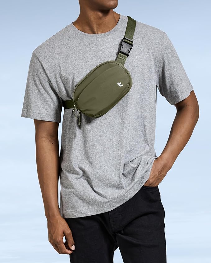 tomtoc Belt Bag with RFID Blocking, 1.5L Cross Body Fanny Pack for Women Men, Sling Waist Bags with Adjustable Strap for Travel Walk