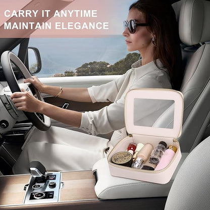 Pinkmik Clear Makeup Bag for Women Waterproof Travel Cosmetics and Toiletries Case Portable Makeup Oaganizer Bag Clear Car Bag with Zipper (Beige, M)