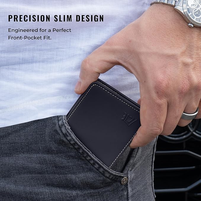 Kings Loot Wallet for Men | Minimalist Slim RFID Blocking Leather Design with Cash Pocket & Card Pull Strap | Holds 1-15 Cards | Stylish & Durable Wallets (Sapphire)