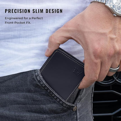 Kings Loot Wallet for Men | Minimalist Slim RFID Blocking Leather Design with Cash Pocket & Card Pull Strap | Holds 1-15 Cards | Stylish & Durable Wallets (Sapphire)