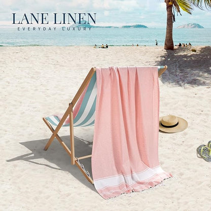 LANE LINEN Beach Towels 4 Pack - Beach Towels Oversized, Pre-Washed Extra Large Beach Towel, Quick Dry, No Sand Beach Towel, Pool Towels for Adults, 39"x71" - Quartz Pink