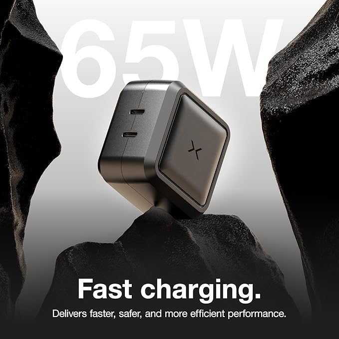 NOCO XGrid X65: 65W USB-C Charger – Dual Port GaN Power Adapter with PD 3.0, QC 4.0+, and PPS – Fast Charging with Smart Power Distribution – Foldable Wall Plug, UL Listed