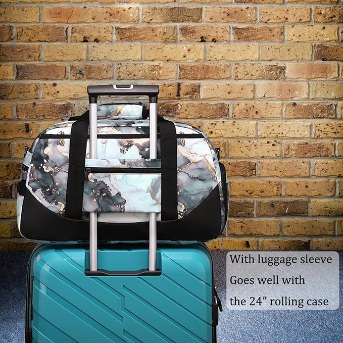 Kids Overnight Duffle Bag Girls Boys Sport Gym Bag with Shoe Compartment & Wet Pocket, Carry On Weekender Travel Bag for Kid Girl Boy