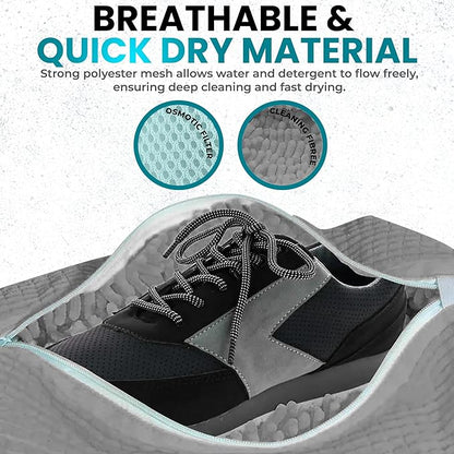 XXL Shoe Washing Machine Bag - 2 Pcs Set - 360° Resuable Shoe Bag for Washing Machine and Dryer - Wrap Shoe Washing Bag for Sneakers, Boots & Delicate Footwear (Grey)