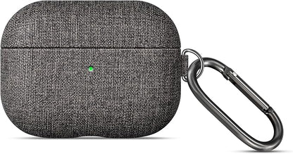 LOPIE for AirPods Pro 2nd Generation Case (Not for 3rd Gen) - Canvas Style Vegan Leather - Protective Hard Shell Cover with Clip - Handmade for AirPods Pro 2 Case Cover - Gray