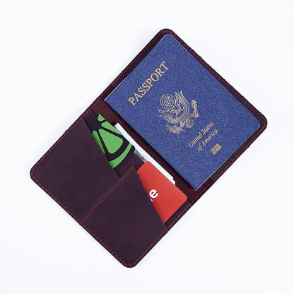 INCARNE US Leather Passport Holder for Travel - Passport Case - Passport Wallet for Men - Passport Cover for Women Sleeve Protector - Travel Essentials Vacation Luggage Travel Gifts - Vintage Burgundy