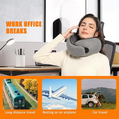 Travel Pillow, Memory Foam Neck Pillow Head Support Soft Pillow for Sleeping Rest, Airplane Car and Home Use