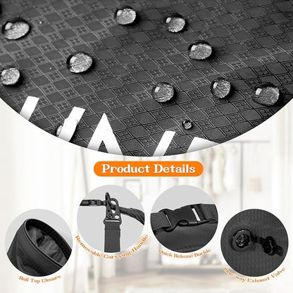 Compression Laundry Bag for Travel, Dirty Clothes Travel Laundry Bag, Waterproof Space-Saving Wet Clothes Storage Organizer, Smell Proof Laundry Bags Camping, Clothing, Swimming, Yoga, Gym