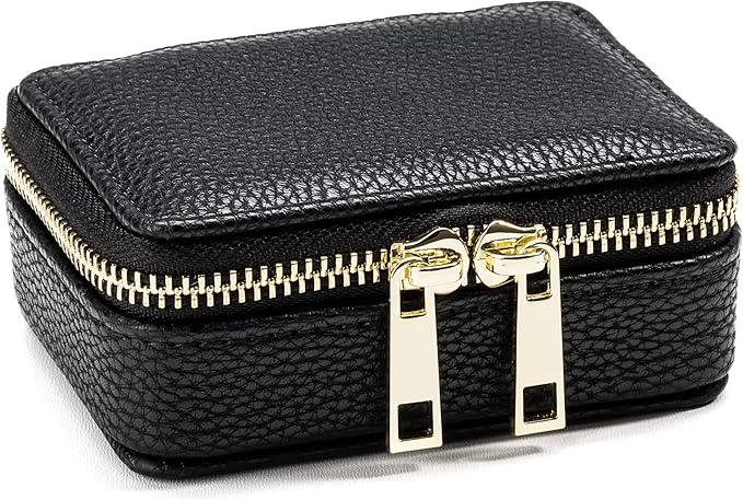 Weekly Pill Organizer 7 Day – Travel Pill Case for Vitamins & Medication, Premium Vegan Leather Pill Box with Removable Daily Compartments, Portable Supplement Organizer with Secure Zipper (Black)