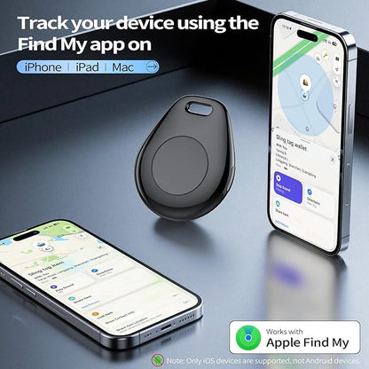 [iOS Only] Tukio Air Tracker Tags 4 Pack Black, [Apple MFi Certified] Bluetooth Key Finder & Smart Item Locator Work with Apple Find My for Keys/Luggage/Bags/Suitcases/Car, 365-Day Replaceable Battery