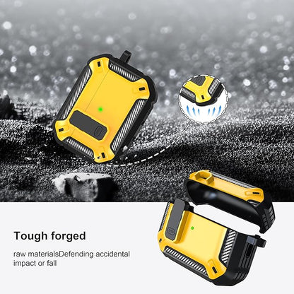 RFUNGUANGO for AirPods Pro 2nd Generation Case Cover with Cleaner Kit, Military Hard Shell Protective Armor with Lock for AirPod Gen 2 Charging Case 2023,2022, Front LED Visible,Yellow