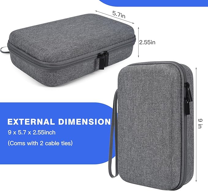 Hard Electronic Organizer Travel Case for MacBook Power Adapter Chargers Cables Power Bank Apple Magic Mouse Apple Pencil USB Flash Disk SD Card Hard Drive Waterproof Shockproof Carrying Case, Grey