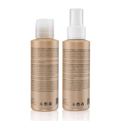 Moehair Travel Size Toiletries (Protein-Infused Shampoo & Leave-In Conditioner)|Travel Shampoo & Conditioner Set | Strengthens & Hydrates Hair | Sulfate & Paraben-Free Set For All Types (3.4 Fl.Oz)