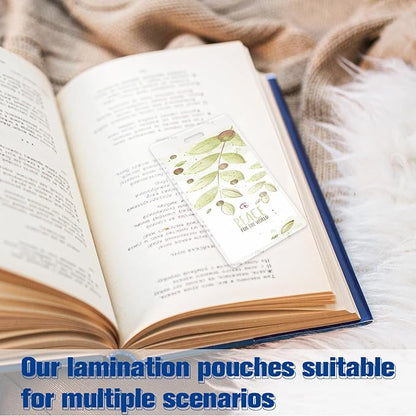 100 Pieces 7 Mil 2 1/2" x 4 1/4" Luggage Tag Laminating Pouches with Slot Hole Thermal Laminate Pouch Tags Kit Resealable for Work Permits Pass Cards Student ID Cards (100, 7 Mil)