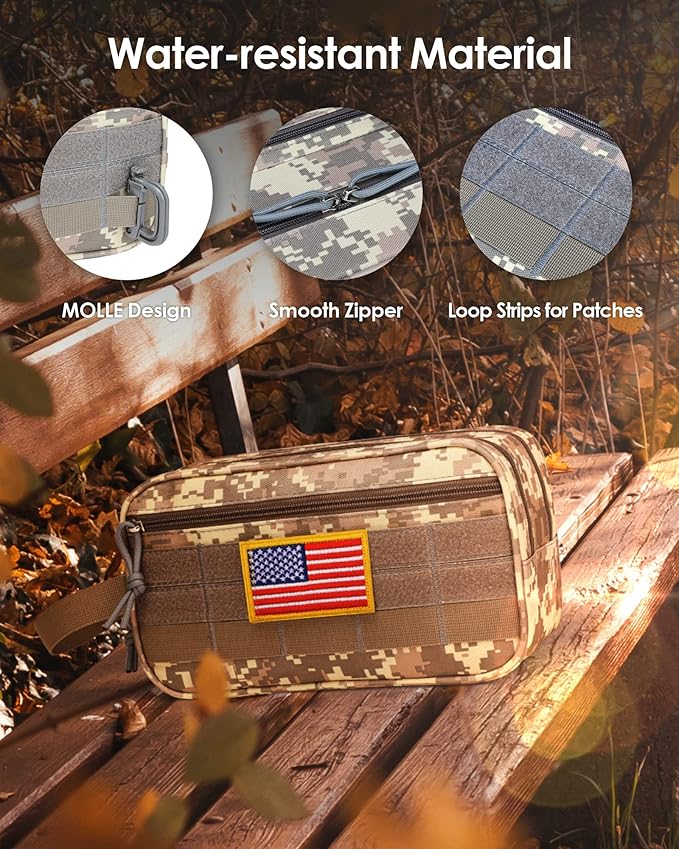 TACTICISM Toiletry Bag for Men - Dry Wet Separate Travel Toiletry Bag, Tactical Molle Dopp Kit for Men with Large Capacity, Water-Resistant Shaving Bag for Adult Women for Travel, ACU Camo
