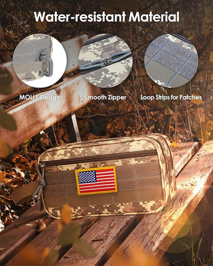 TACTICISM Toiletry Bag for Men - Dry Wet Separate Travel Toiletry Bag, Tactical Molle Dopp Kit for Men with Large Capacity, Water-Resistant Shaving Bag for Adult Women for Travel, ACU Camo