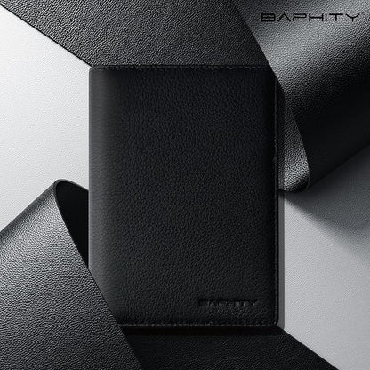 Genuine Leather Passport Holder Wallet Cover for Women and Men,Rfid Travel Wallet Passport Document Holder with Zipper Pocket Gift for Women and Men - Black