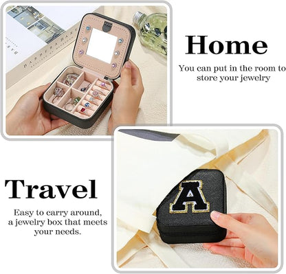 Parima House Warming Gifts New Home - Personalized Jewelry Holder Organizer for Travel | Preppy Stuff & Room Decor for Teen Girls | Black Travel Jewelry Case - Letter N