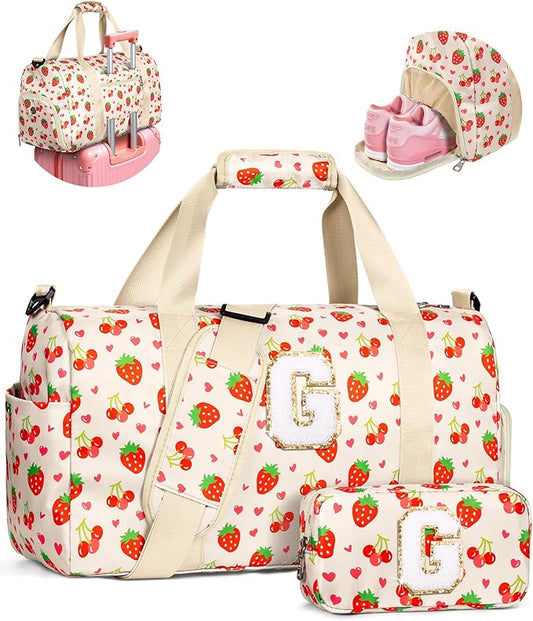 Birthday Gifts for 6-12 Year Old Girls, Custom Duffle Bag for Kids, Stocking Stuffers for Daughter Granddaughter Niece, Overnight Weekender Bag with Shoe Compartment, Weekend Trip Essentials