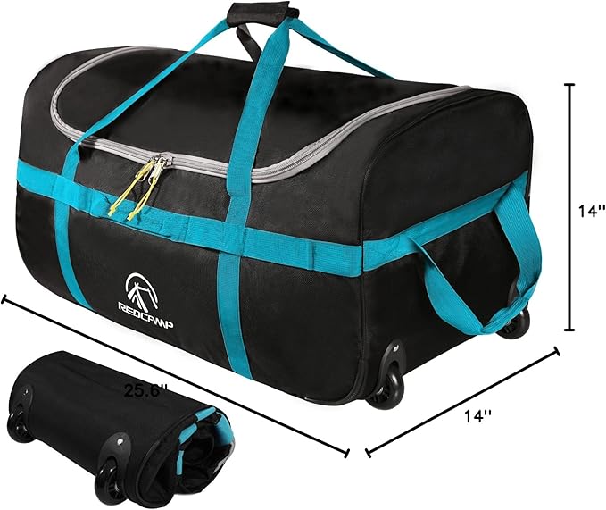REDCAMP 85L/120L/140L Foldable Duffle Bag with Wheels, Large Travel Duffel Bag