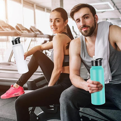 VEGOND 40 oz Insulated Water Bottle Bulk Stainless Steel Metal Water Bottles with Leak Proof Straw Lid & Spout Lid, Wide Mouth Double Walled Vacuum Travel Sports Bottle, 4 Pack