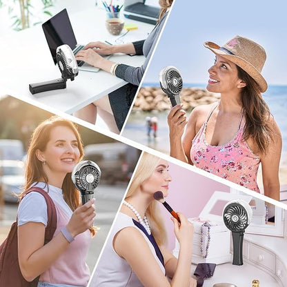 HandFan Upgraded Handheld Misting Fan, Portable Mister Fan, Personal Spray Water Mist Fans Rechargeable, Foldable Electric Mini Fans for Summer Beach Travel Makeup Concerts, Gifts for Women(Black)