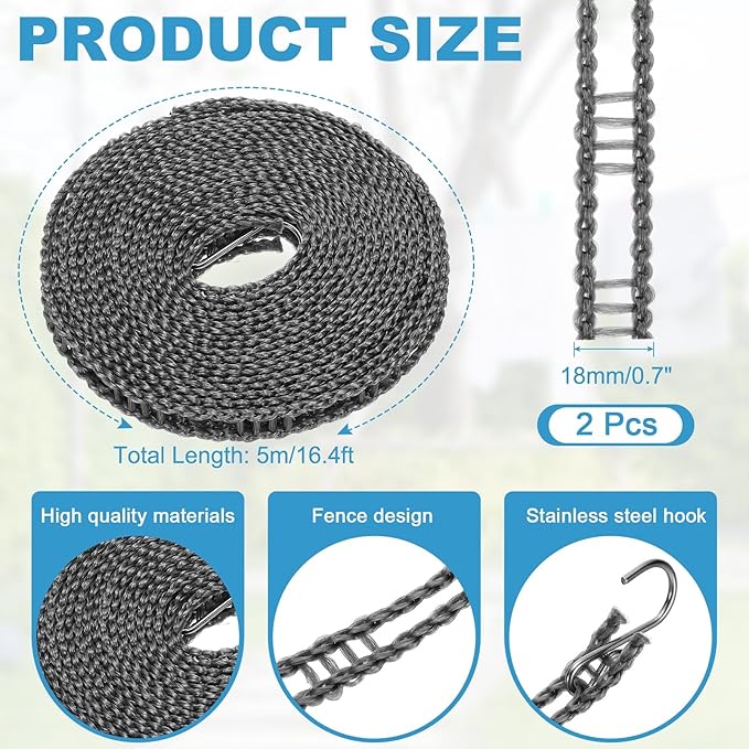 uxcell 2 Pcs Portable Travel Clothesline, 16.4ft Clothes Line Outdoors Travel Hanger Foldable Clothesline Rope with Hooks for Camping Hotel Backyard Home Cruise Ship, Gray