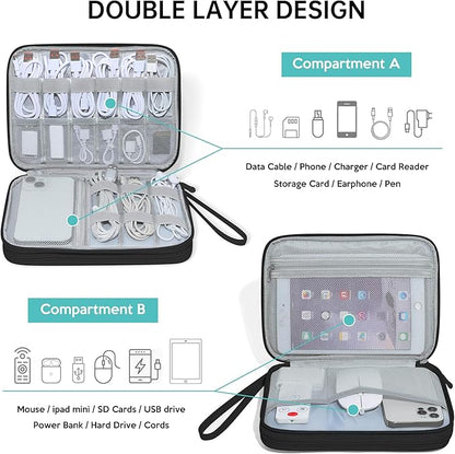 CILLA Electronics Organizer Travel, Travel Cord Organizer Case, Compact Electronics Accessories Bag for Cable, Cord, Charger, Phone