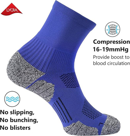 CWVLC Compression Athletic Quarter Socks Cushioned for Men Women