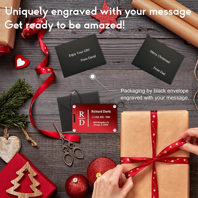 Luggage Tags for Suitcases 4 Pack: Personalized Luggage Tags for Backpacks & Bags Tags with Coustomizable Texts (Red)