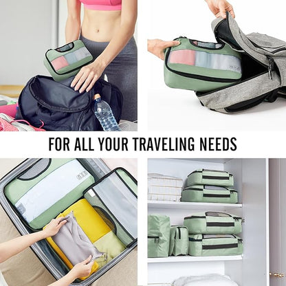 Veken 8 Set Packing Cubes for Travel Essentials, Suitcase Organizer Bags in 4 Sizes, Carry-On Luggage Accessories with Large Laundry & Hanging Toiletry Bag, Must-Have for Airplane, Road Trip & Camping