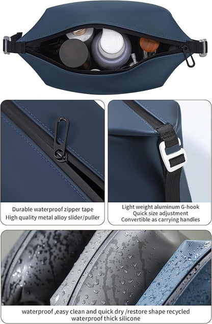 6"x 9.84" 4.5L Large Silicone Toiletry Bag,Waterproof Leakproof Foldable Travel Organizer,Dopp Kit Alternative for Men & Women,Navy Blue