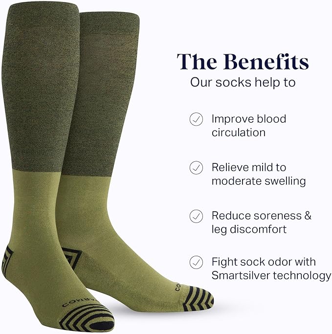 Comrad CloudCotton Knee High Socks - 15-20mmHg Graduated Compression Socks - Combed Cotton Support Socks