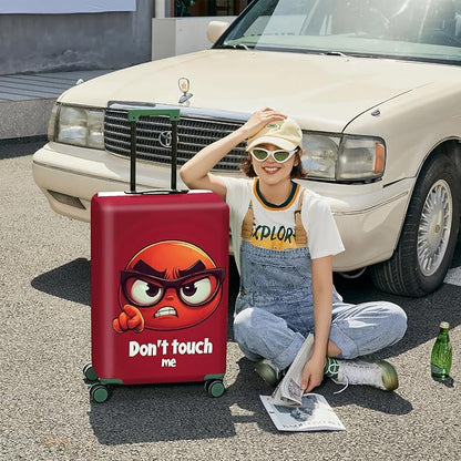 ANNA QUEEN Don't Touch Me Red Luggage Cover Washable Suitcase Protector Suitcase Cover Anti-Scratch,Stretchable Fit for 18-32Inch Luggage,Travel Bag Cover M(fits 22-25Inch suitcase)