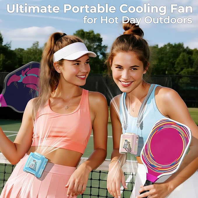 AMACOOL Portable Waist Fan Clip On, MAX 40H Work Time, 10000mAh Rechargeable Wearable Shirt Fan with Light, 16000RPM Powerful 5 Speed Belt Fans Personal Cooling Fans for Outdoor Jobsite Travel