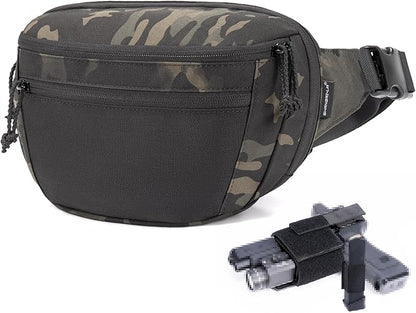 SHANGRI-LA Tactical Fanny Pack for Men and Women, Low-Profile Waist Bag, Holster Included, Multi-Use for Hiking, Travel, EDC