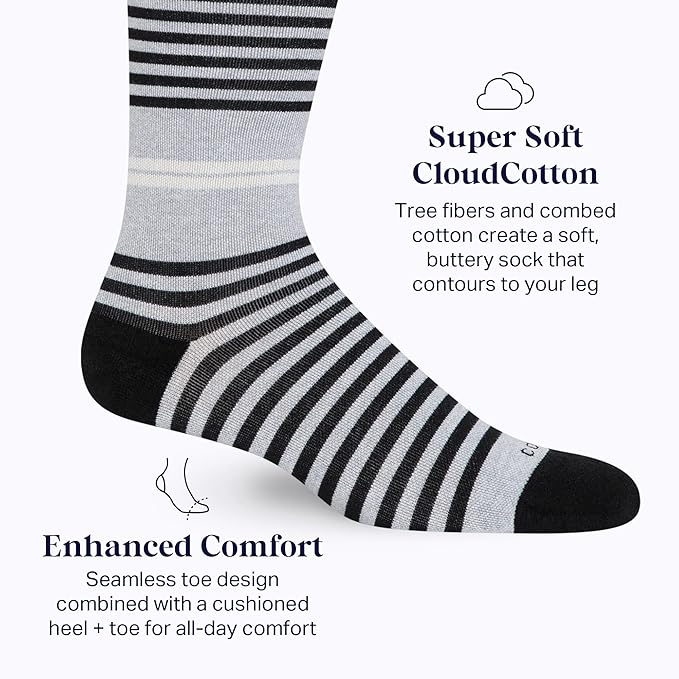 Comrad CloudCotton Knee High Socks - 15-20mmHg Graduated Compression Socks - Combed Cotton Support Socks