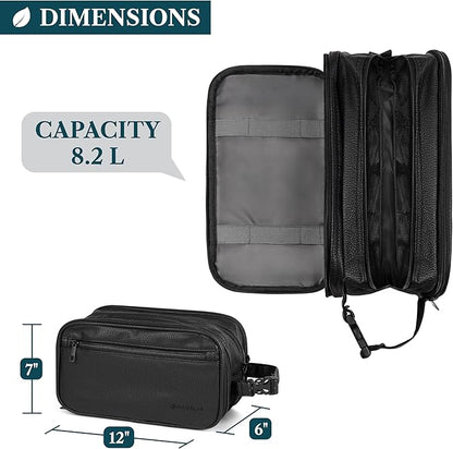 PAVILIA Toiletry Bag for Men, Travel Pouch Essentials Shaving Dopp Kit, Travel Bag Toiletries Organizer Case, Cosmetic Make Up Accessory, Water Resistant