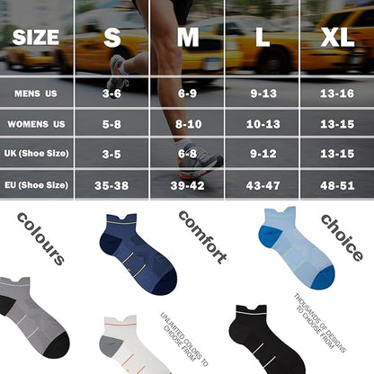 BRISIRA Bamboo Viscose Compression High Ankle Socks Men Women Cushioned Anti Blister HIking Golf Arch Support Running Socks
