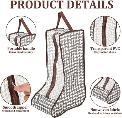 6 Pack Boot Storage, Portable Shoe Bags for Storage, Waterproof & Dustproof Boot Bags for Cowboy Boots, Shoe Cover Protector Bag with Zipper for Travel and Daily Use