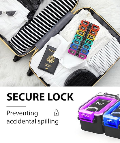 Large Weekly Pill Organizer 2 Times a Day – AM/PM Medicine Organizer with Thick Silicone Seal, Upgraded Secure Locks, Moisture-Proof Pill Box with Removable Rows for Travel, Fits Large Supplements