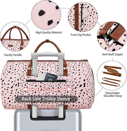 Convertible 2-in-1 Garment Bags for Travel, Carry On Garment Duffle Bag With Shoe Compartment Large Weekender Bag for Women Men Hanging Suitcase Suit Travel Duffel Overnight Bags 4pcs Set