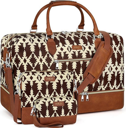 Weekender Bag for Women, Travel Duffel Bag Carry On Overnight Bag with Shoe Compartment Large Nylon Travel Weekend Tote Bag