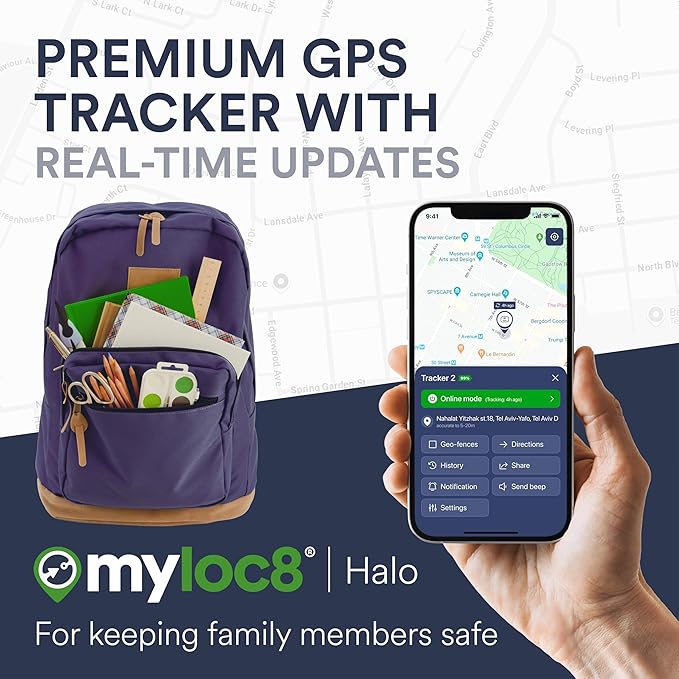 GPS Tracker for Kids with SOS Button – Real Time Tracking Device for Kids, Backpack, Keys - Smart Alerts - Long Battery Life Locator Tag – Android & iOS Compatible (12-Mo Subscription Included)