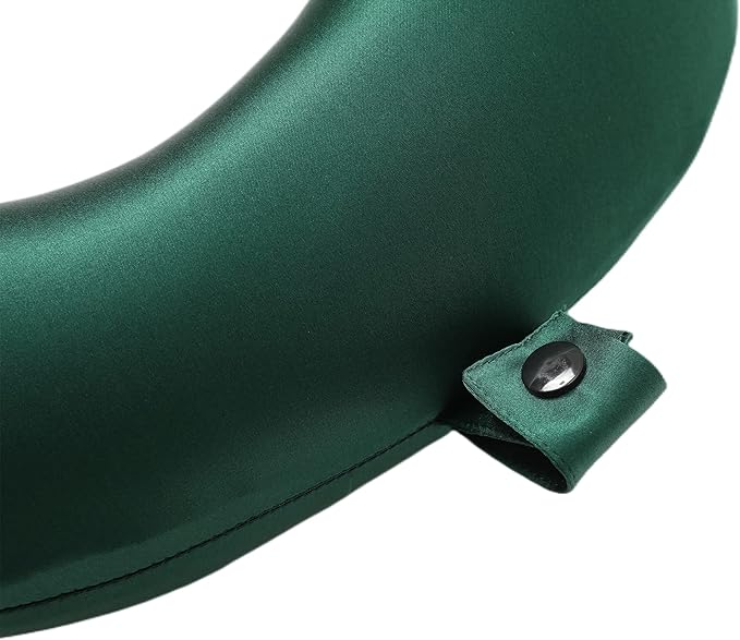 100% Mulberry Silk Neck Pillow for Travel 22 Momme Real Silk Travel Pillow for Pain Relief Sleeping, Silk Airplane Pillow, Anti Wrinkle Travel Pillow Made in USA (Emerald Green)