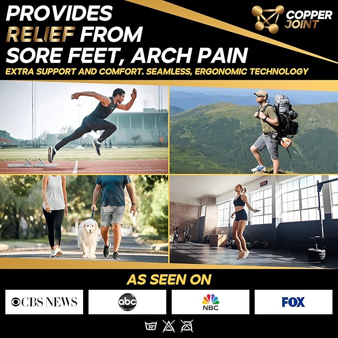 CopperJoint Black Ankle Compression Socks for Women- Breathable Copper Compression Socks Men, Low Cut Sock With Arch Support