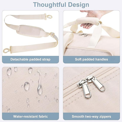 120L Travel Duffle Bag for Men and Women, Urtala 34” Large Duffle Bag for Traveling with Shoe Compartment, Foldable Duffel Bag Water & Tear Resistant (Beige)