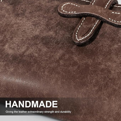 Leather Passport Holder for Travel Women Men, RFID Blocking Card Slot, Top-Grain leather with Magic Buckle, Boarding Pass Pocket,Retro Passport Wallet,khaki