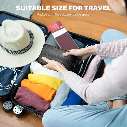 Lee Toiletry Bag for Men, PU Leather Travel Dopp Kit, Water-Resistant Men's Shaving Kit Bathroom Organizer, Gifts for Men